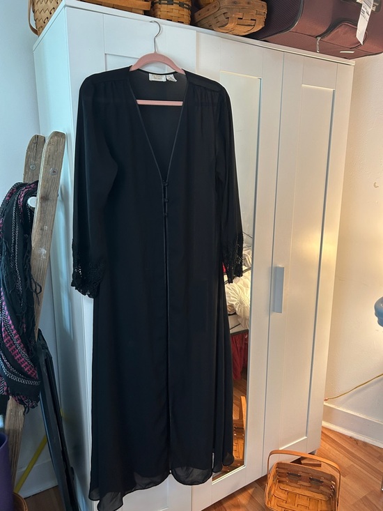 Victoria's Secret Other - Vintage Victoria's Secret Black Sheer Long Robe with Lace Cuffs